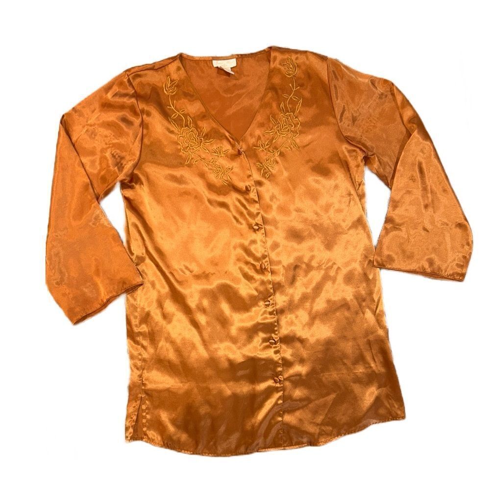 Inner Most VINTAGE Embroidered Gold Tone Nightgown - Size‎ S